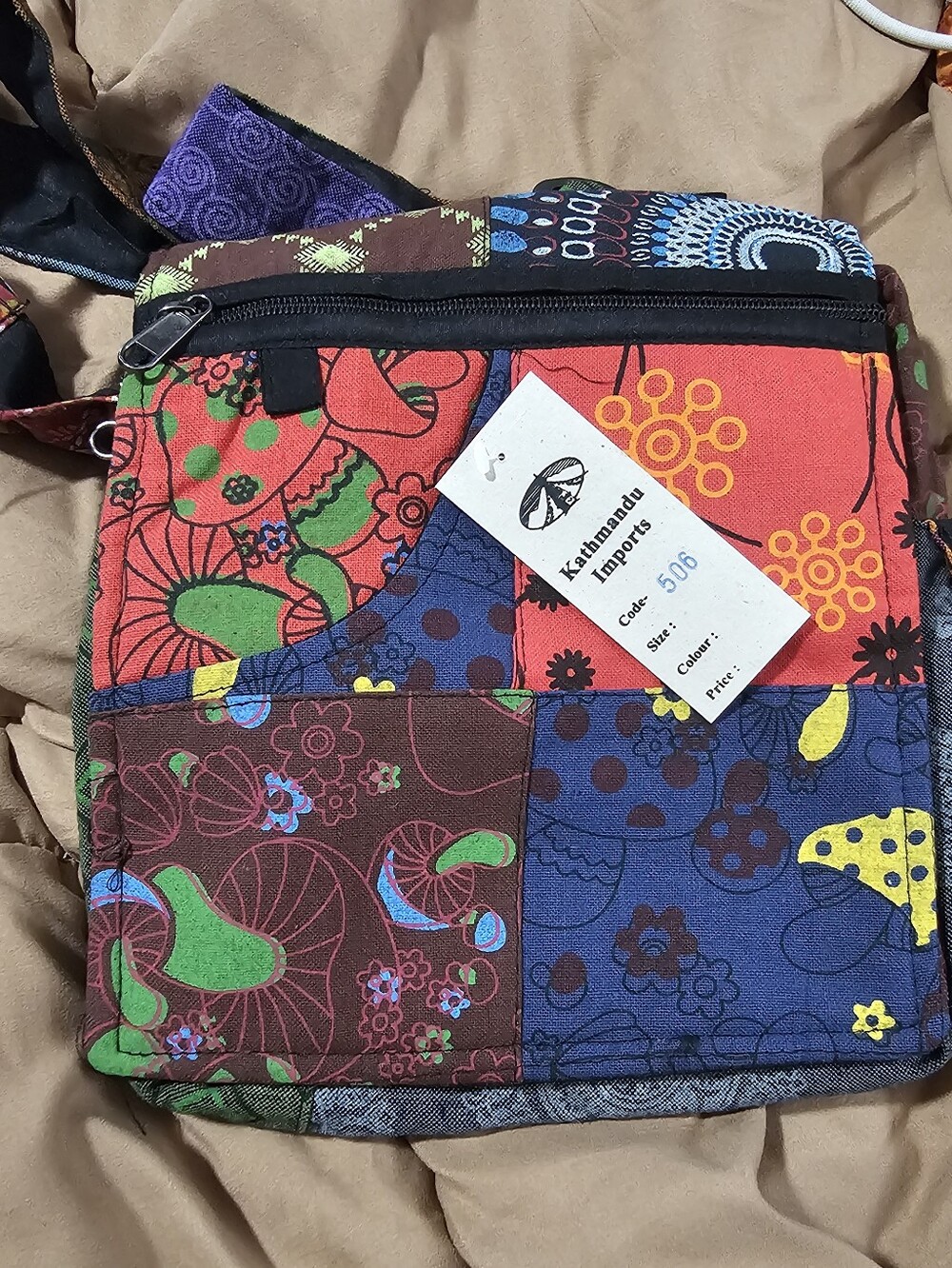Kathmandu Multicolor Patchwork Crossbody Bag Unisex